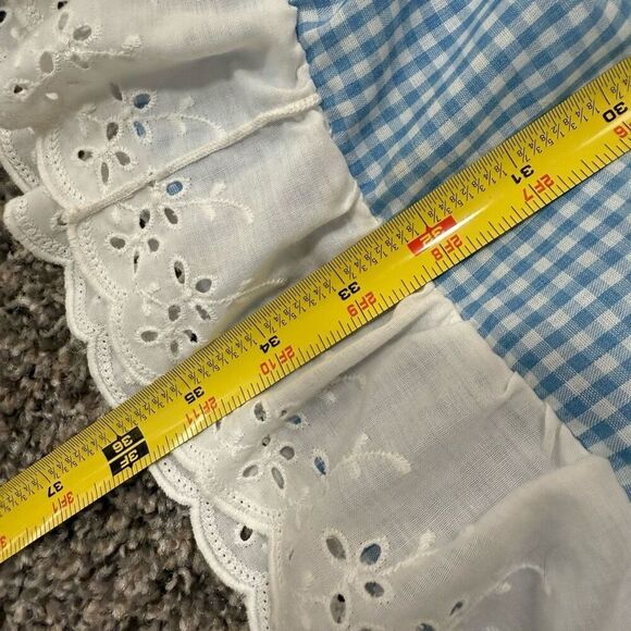 Vintage Blue Checkered Gingham Button Babydoll Dress 12 Cottage Dorothy - Picture 7 of 7